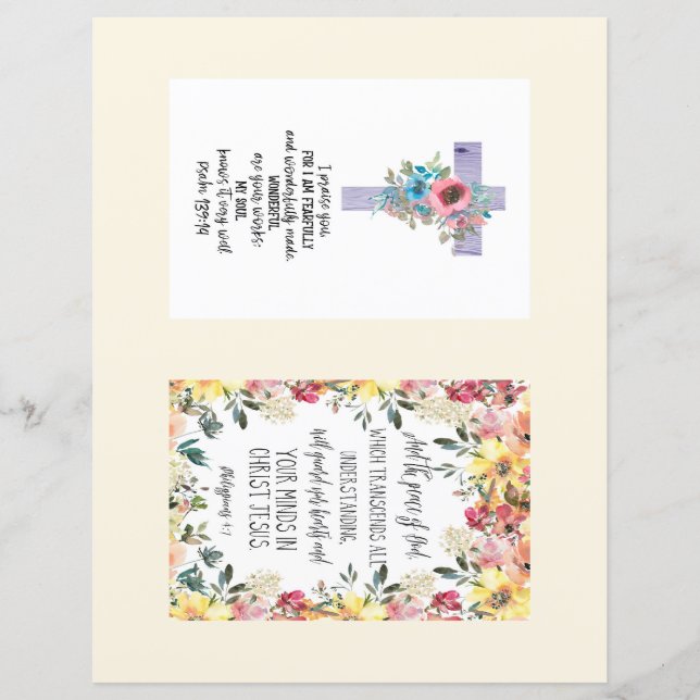 Cartões bíblicos 4x6 em folha de papel (Frente)