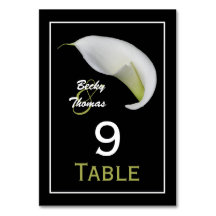 Cartões Calla Lily Wedding Table Number