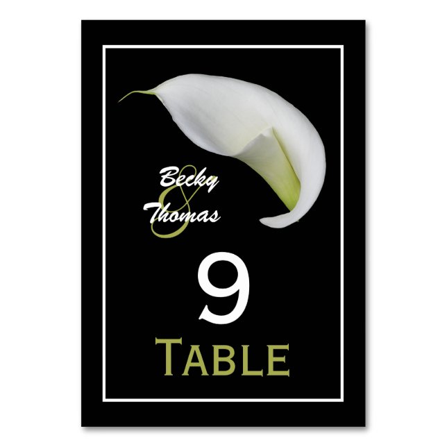 Cartões Calla Lily Wedding Table Number (Frente)