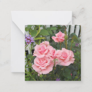 Cartões Chatos de Notas com Rosas Cor-de-Rosa