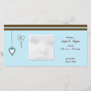 Cartões com fotos azuis do anúncio do bebê do