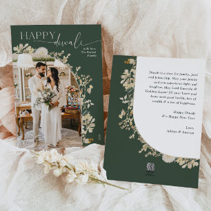 Cartões com fotos Boho Green Happy Diwali