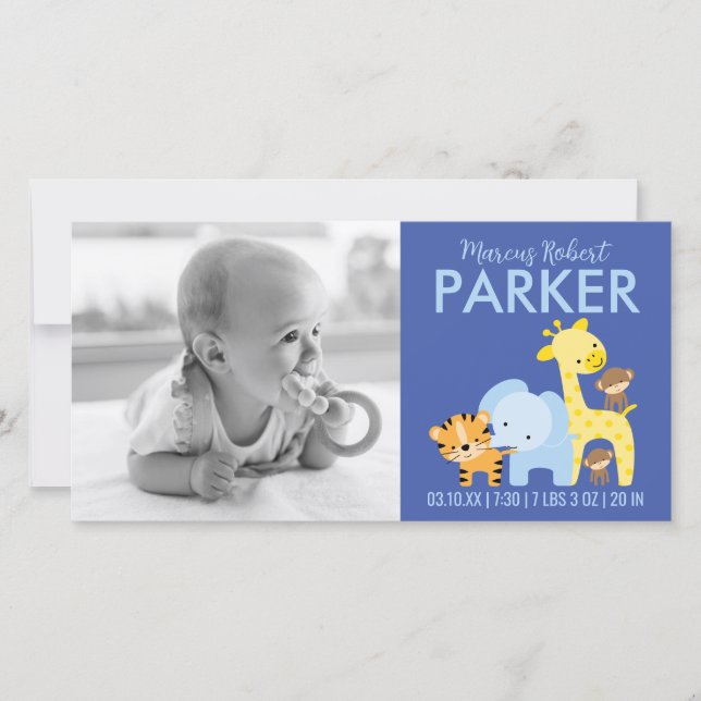 Cartões com fotos de Anúncio de Nascimento (Azul) (Frente)