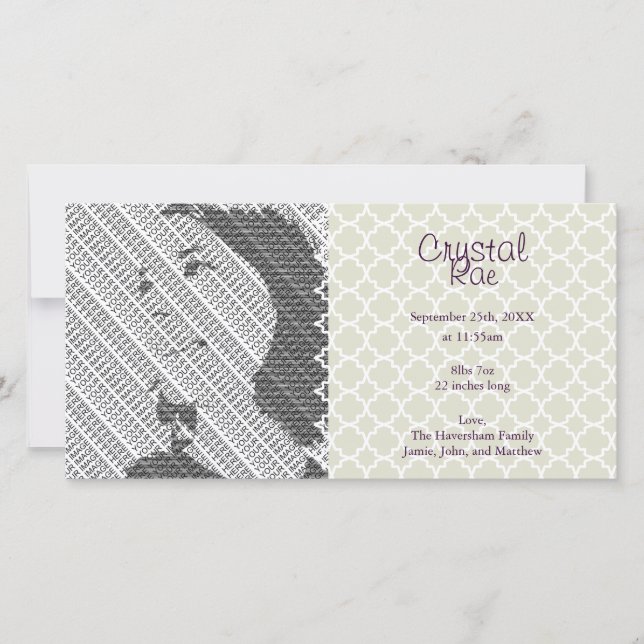 Cartões com fotos de Anúncio de Nascimento do Bebê (Frente)