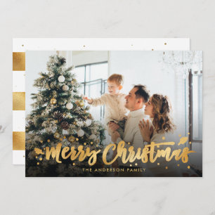 Cartões com fotos de Natal Feliz e Dourado