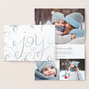 Cartões com fotos de Natal   Silver Foil Shimmer