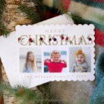 Cartões com fotos Dourados de Letras de Natal<br><div class="desc">Deseje a todos que conheçam um feriado muito feliz com este cartão com fotos adorável! Edite facilmente a foto,  o nome da família e a mensagem no verso!</div>