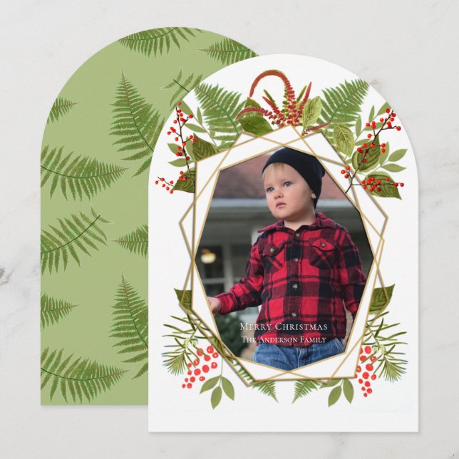 Cartões com fotos Dourados Geométricos das Berries (Frente/Verso)