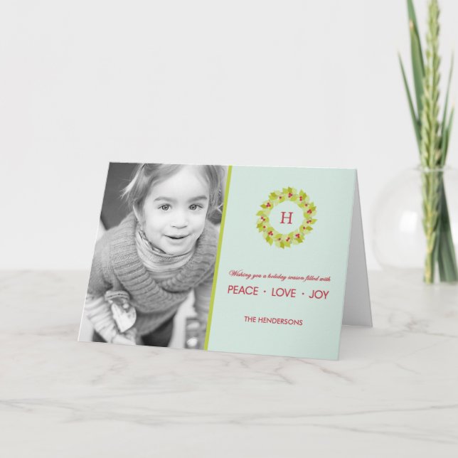 Cartões com fotos monogramas de Natal/Férias (Frente)