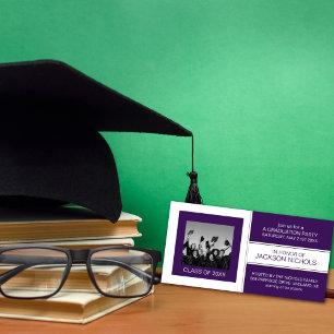 Cartões com fotos para graduação em roxo e branco