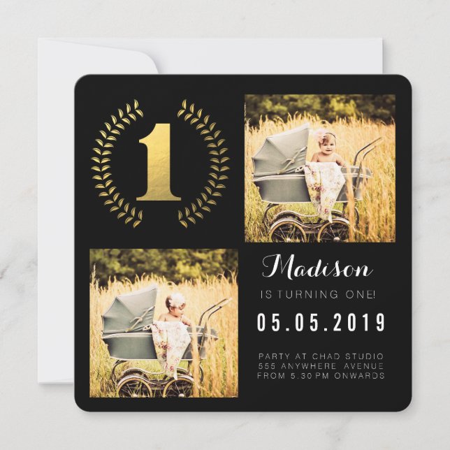 Cartões com fotos primeiros aniversarios de coroa  (Frente)