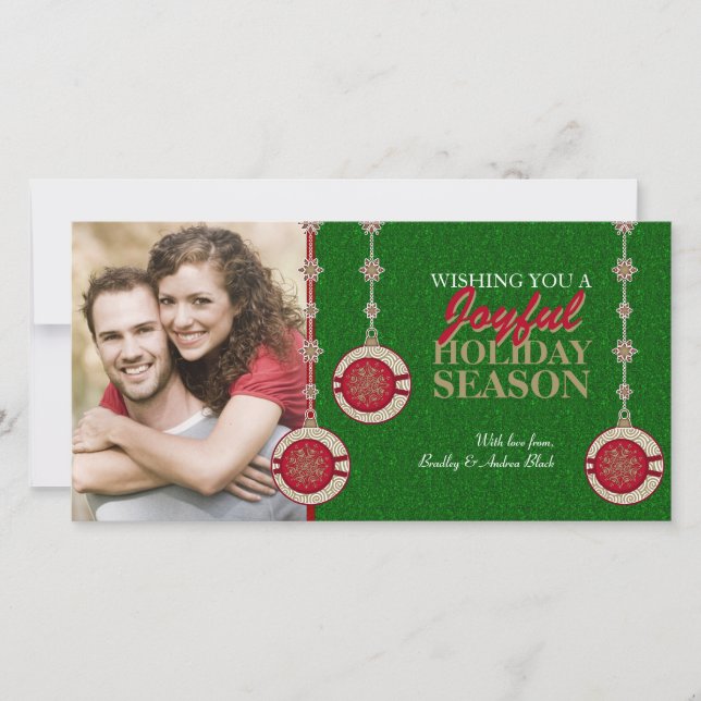 Cartões com fotos Xmas de Ornamentos de Árvore Ver (Frente)