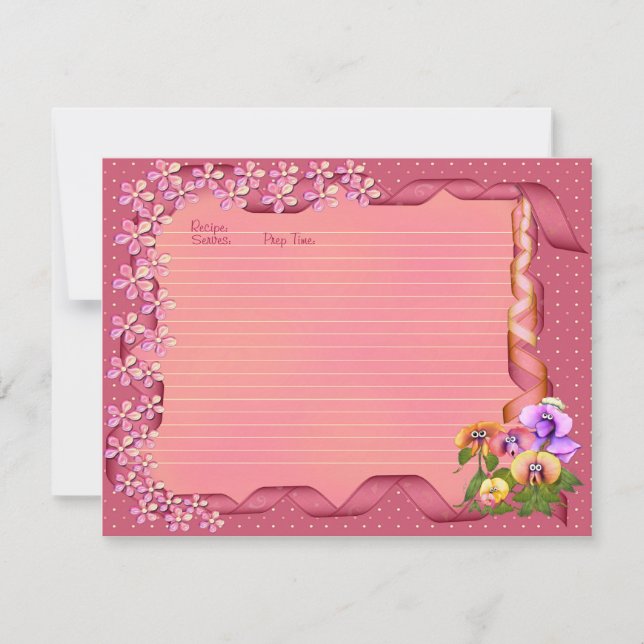 Cartões cor-de-rosa da receita do Posy (Frente)