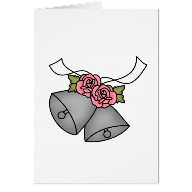 Cartões cor-de-rosa dos rosas de Bels de casamento (Frente)