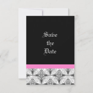 Cartões Cor-de-Rosa e Preto de Damasco de Casament