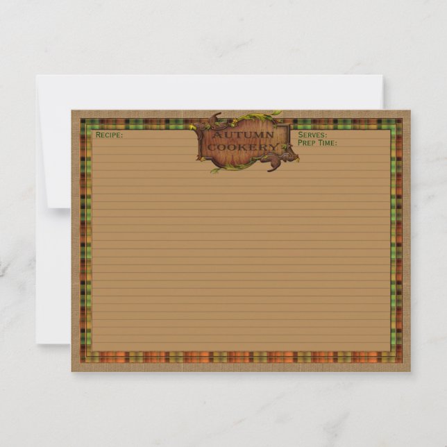 Cartões da receita do outono (Frente)