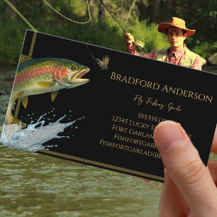 Cartões das guias de pesca de mosca preta