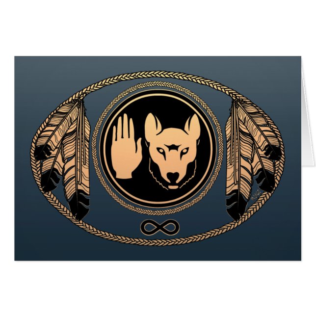 Cartões das Nações - Lobo Cartões de Arte Nativos (Frente Horizontal)