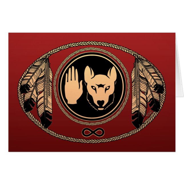 Cartões das Nações - Lobo Cartões de Arte Nativos (Frente Horizontal)