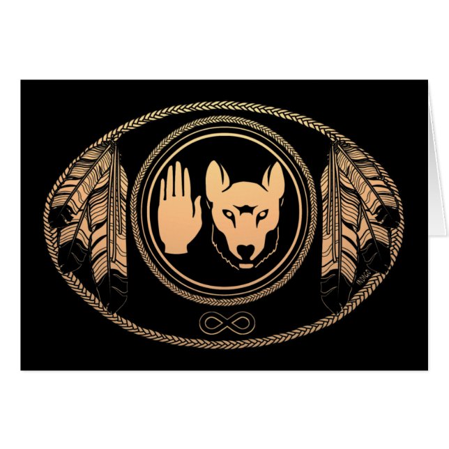 Cartões das Nações - Lobo Cartões de Arte Nativos (Frente Horizontal)