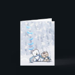 Cartões de Abertura KiniArt Terriers de Inverno<br><div class="desc">Arte de KiniArt Westie e Yorkshire Terrier em paraíso de inverno por Artista PUP Contemporâneo, Kim Niles. © KiniArt™ - Todos os Direitos Reservados.</div>