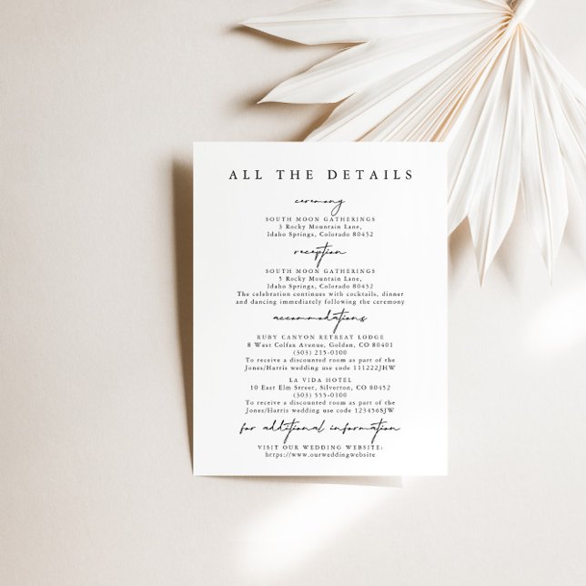 Cartões de abrigo modernos e simples (Modern Simple Wedding Detais Enclosure Cards)