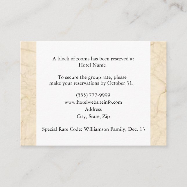 Cartões de abrigo para hotéis (Frente)