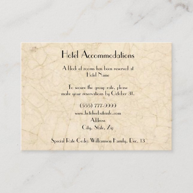 Cartões de abrigo para hotéis (Frente)