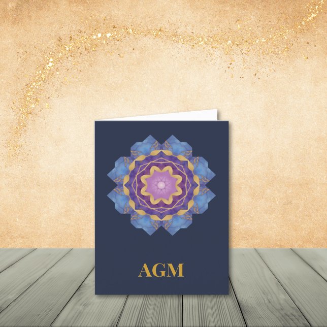 Cartões de Abstrato azuis, roxos, cor-de-rosa e Do (Personalize to add your initials or name.)