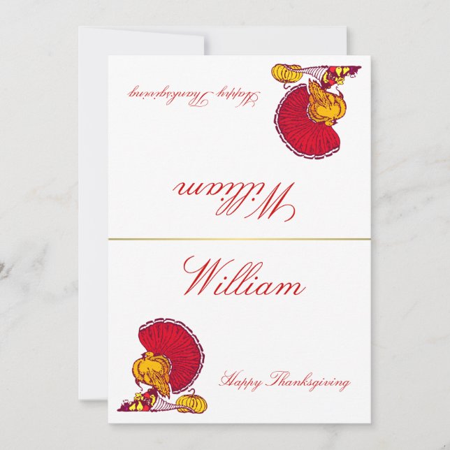 Cartões De Ação De Graças Com A Turquia (Frente)