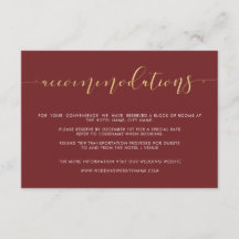Cartões de Accommodações de Casamento Burgundy e D
