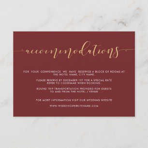 Cartões de Accommodações de Casamento Burgundy e D