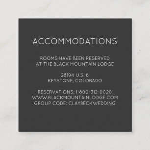 Cartões de Acomodação do Hotel para Casamento na M