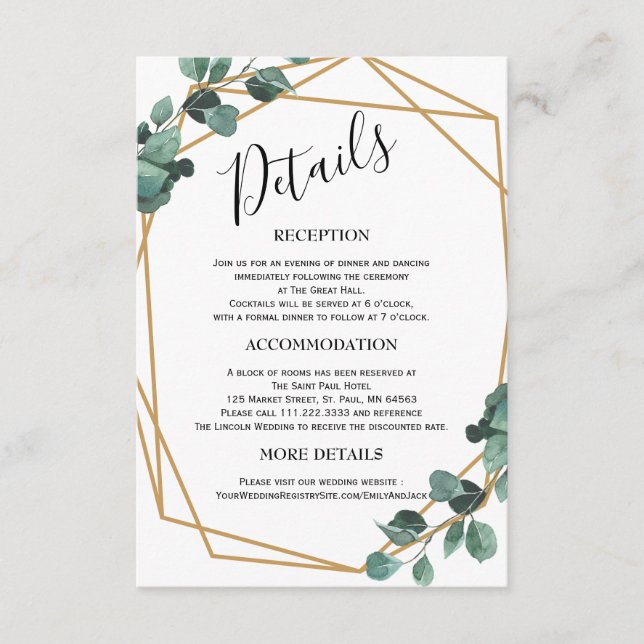 Cartões de Acompanhamento de Casamento Minimalista (Frente)