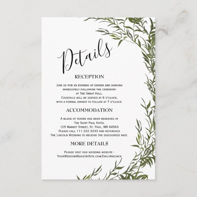 Cartões de Acompanhamento de Casamento Minimalista (Frente)