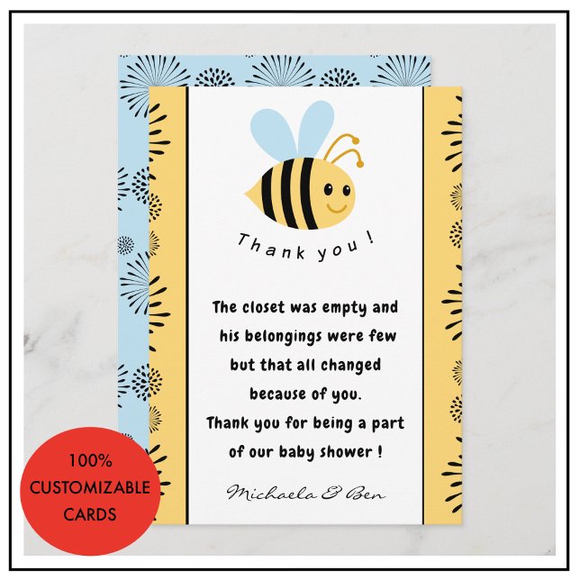 Cartões de agradecimento Abelha Doce como pode ser (Bee-thank-you-cards-Sweet-as-can-bee-Baby-shower-2)