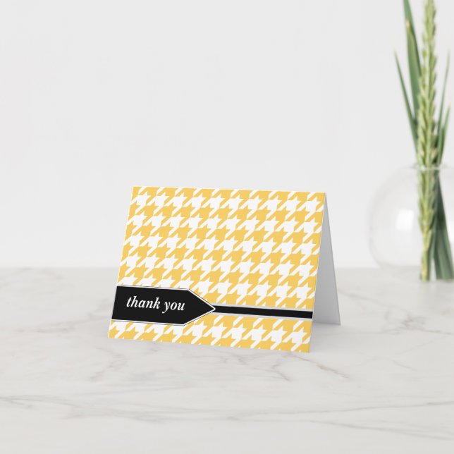 Cartões de agradecimento amarelos com xadrez class (Frente)