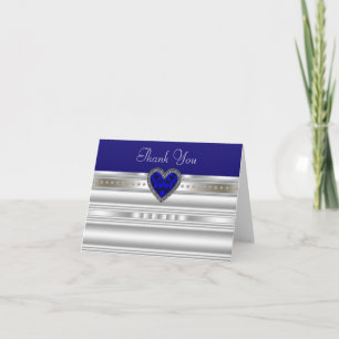 Cartões de Agradecimento Azul Royal e Prata