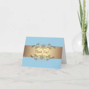 Cartões de Agradecimento Baby Blue e Dourado