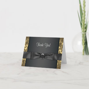 Cartões de Agradecimento Black Tie Preto e Dourado
