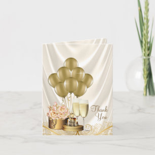 Cartões de Agradecimento Champanhe Ivory Gold