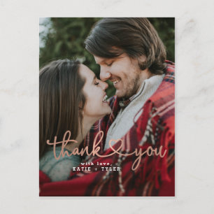 Cartões de Agradecimento com Coração em Rose Gold