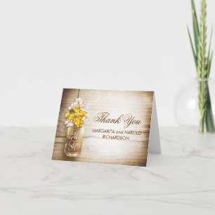 cartões de agradecimento com flores amarelas e bra