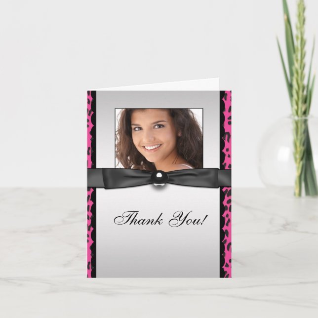 Cartões de Agradecimento com Foto de Leopardo Rosa (Frente)