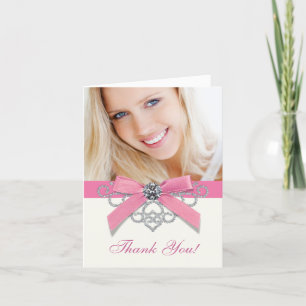 Cartões de Agradecimento com Foto Rosa White Diamo