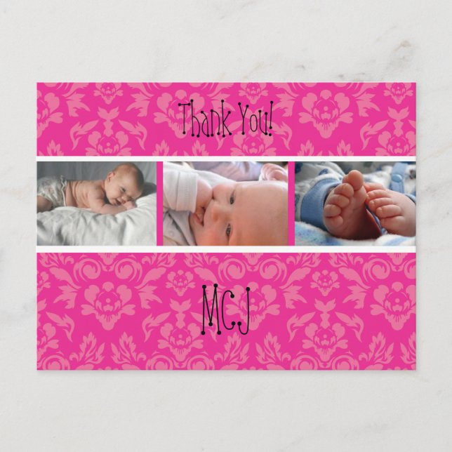 Cartões de agradecimento com monograma PixDezines  (Frente)