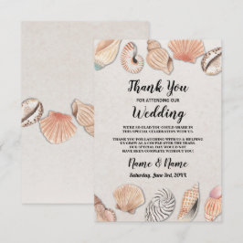 Cartões de Agradecimento Conchas Casamento Praia O