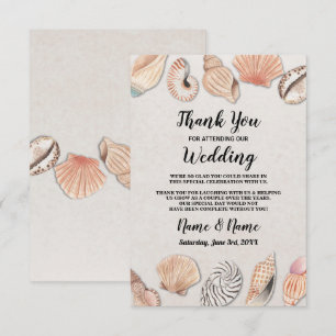 Cartões de Agradecimento Conchas Casamento Praia O