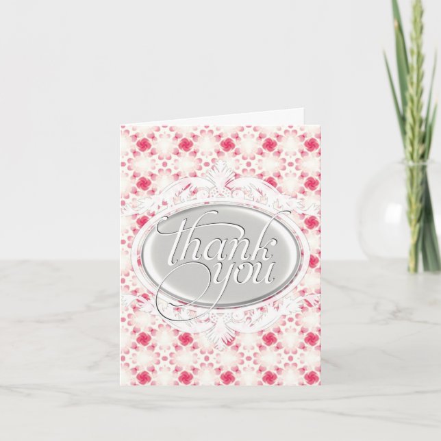 Cartões de Agradecimento Coral Rosa e Branco com P (Frente)