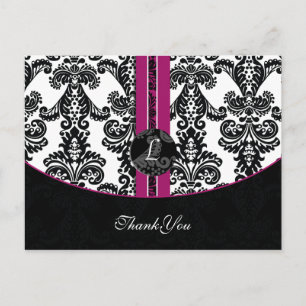 Cartões de agradecimento da fuchsia damask
